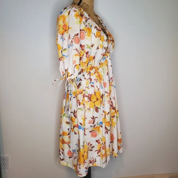 NWT Abercrombie & Fitch Poplin Puff Sleeve Babydoll Mini Dress Size XL - Picture 7 of 14